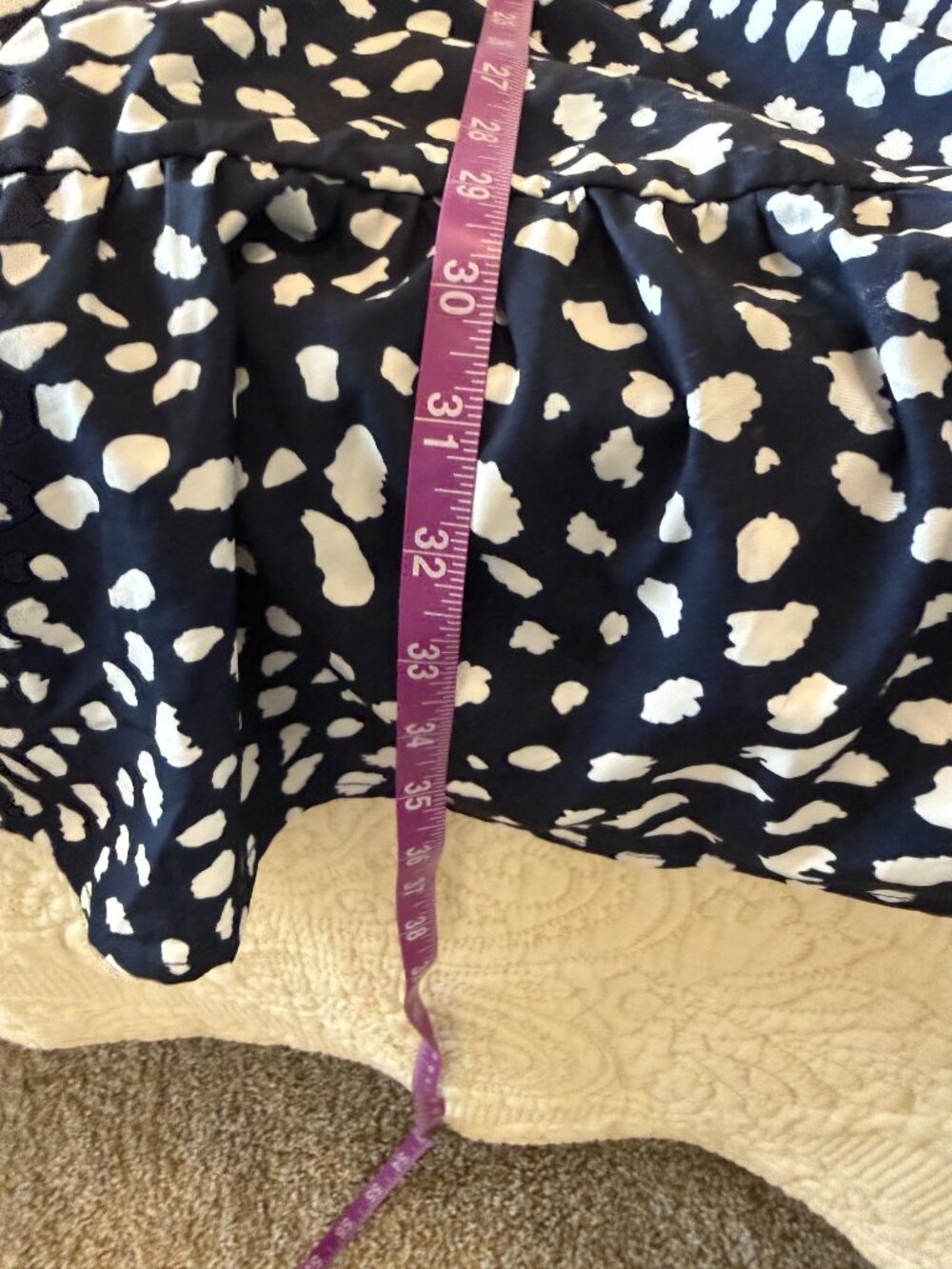 Navy tiered mini dress with a white dalmatian dot print - Picture 6 of 6